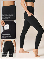 4PCS Women's High-Waisted Compression Pants Pockets