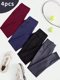 4PCS Women's High-Waisted Compression Pants Pockets
