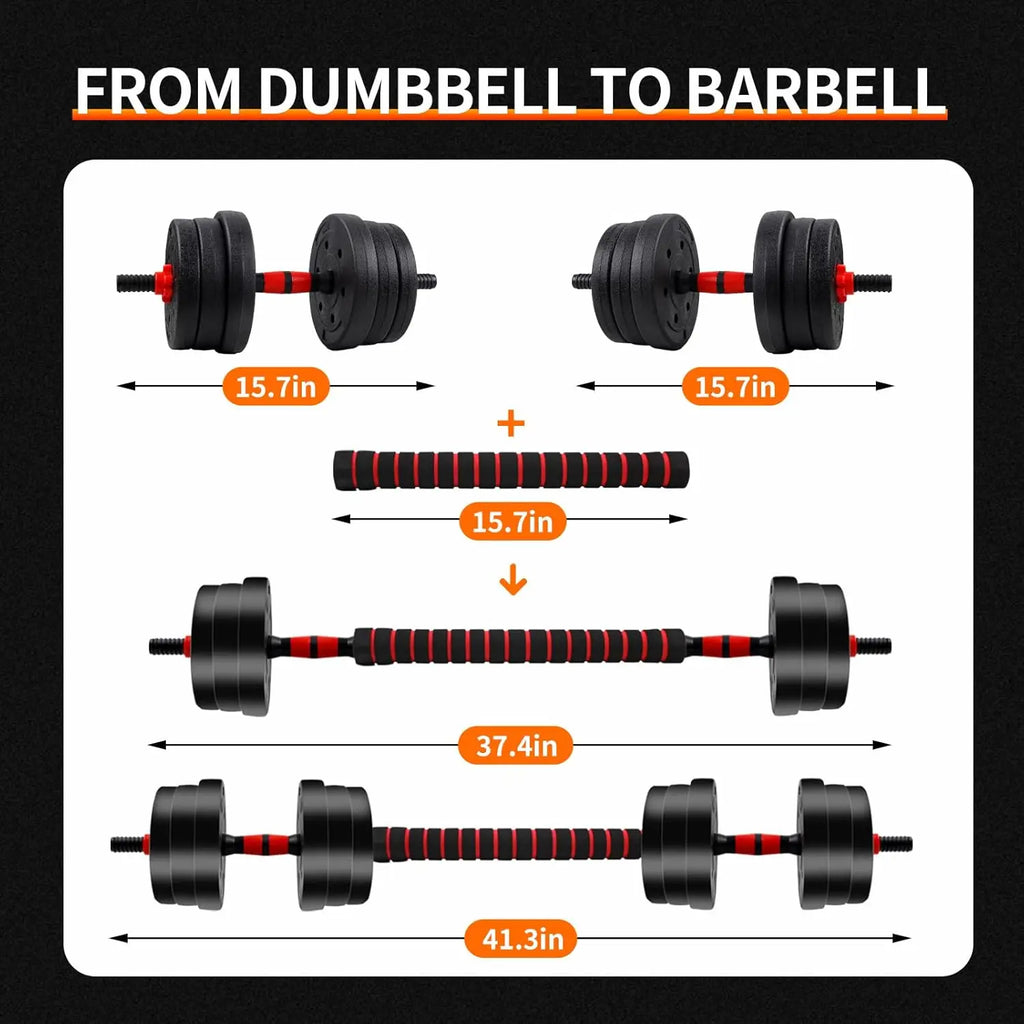 5-44lbs Adjustable Dumbbell To Barbell Set