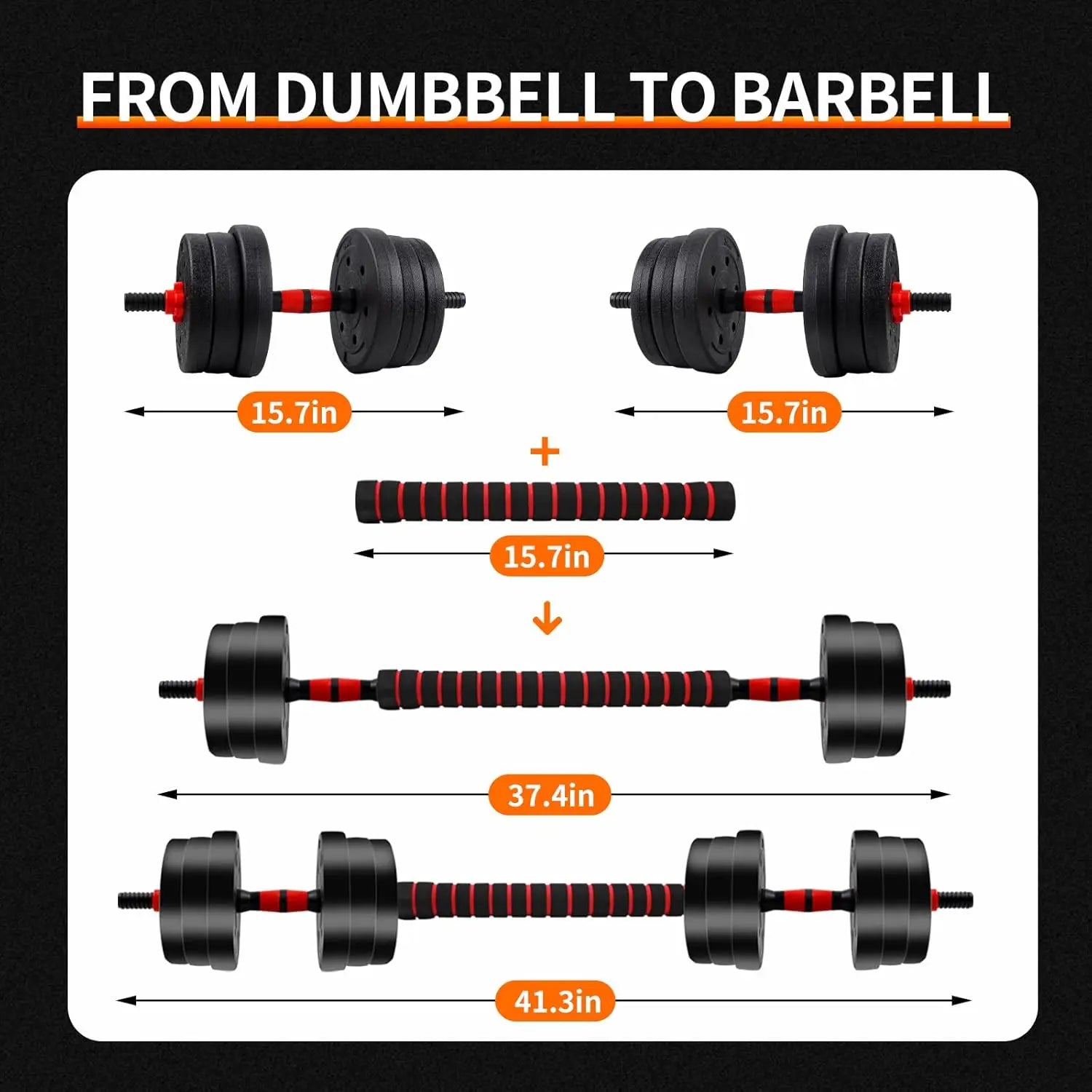 5-44lbs Adjustable Dumbbell To Barbell Set