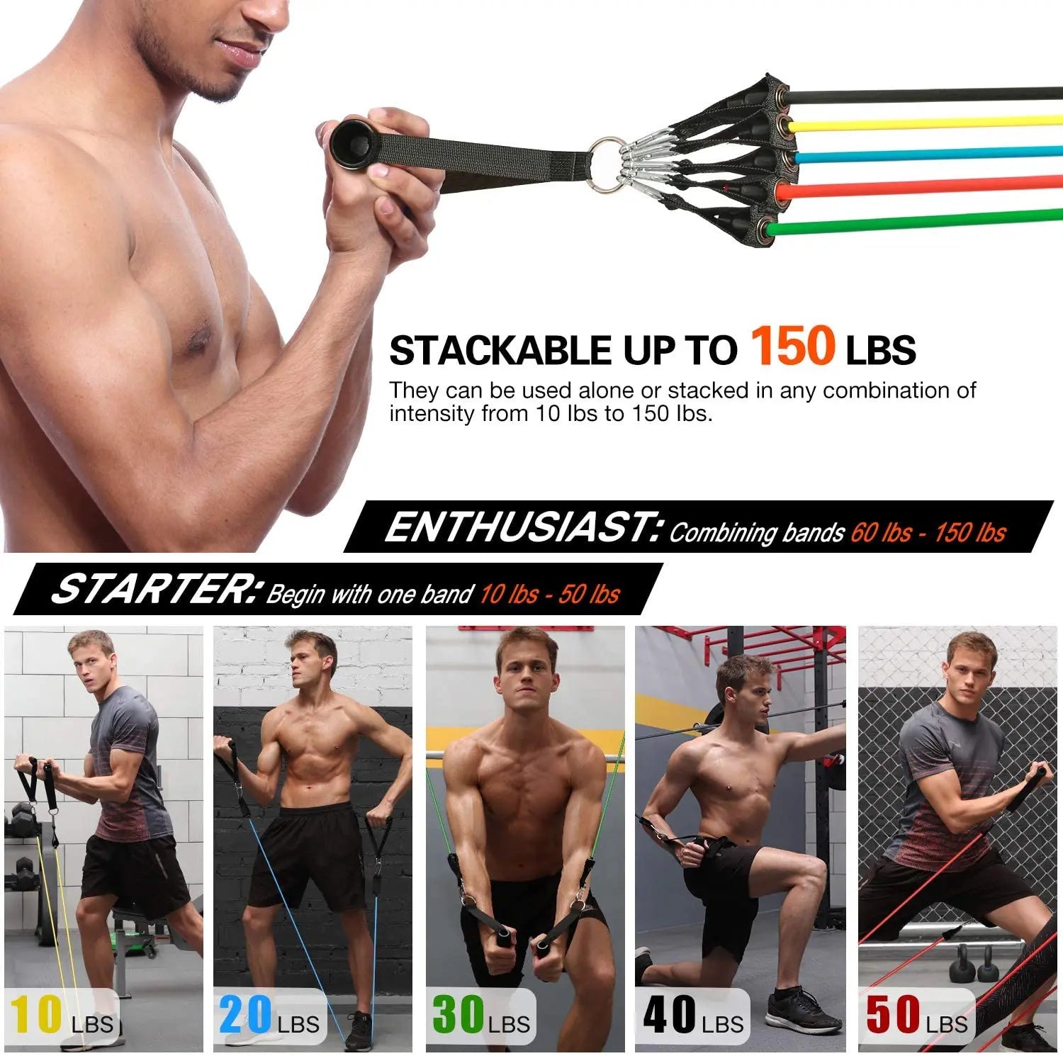 300LBS Fitness Resistance Bands