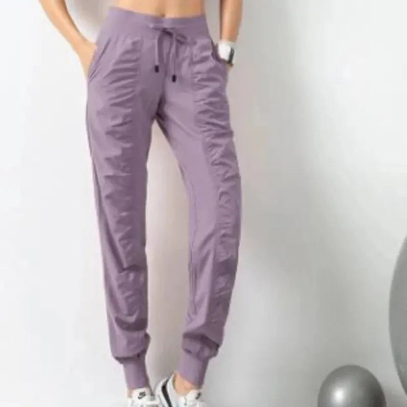 Fabric Drawstring Running Sport Joggers Women