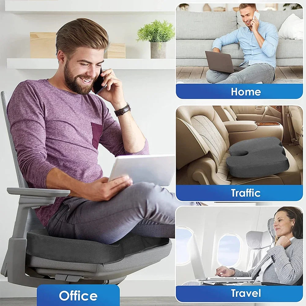 Memory Foam Seat Cushion  Back Pain Relief