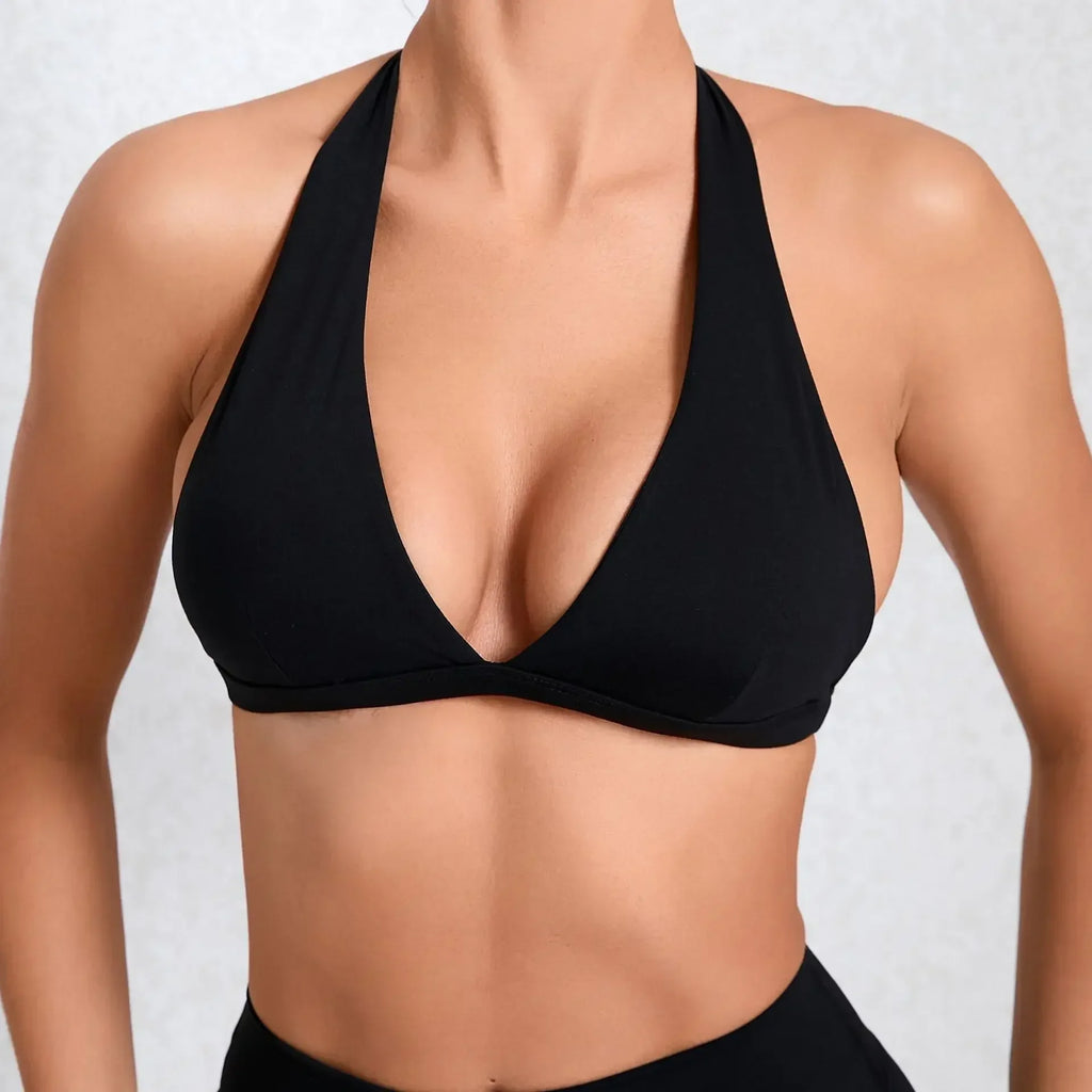 V-neck Sport Bra Women Halter Backless