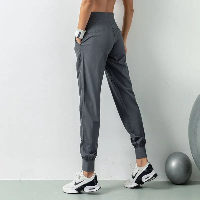 Fabric Drawstring Running Sport Joggers Women