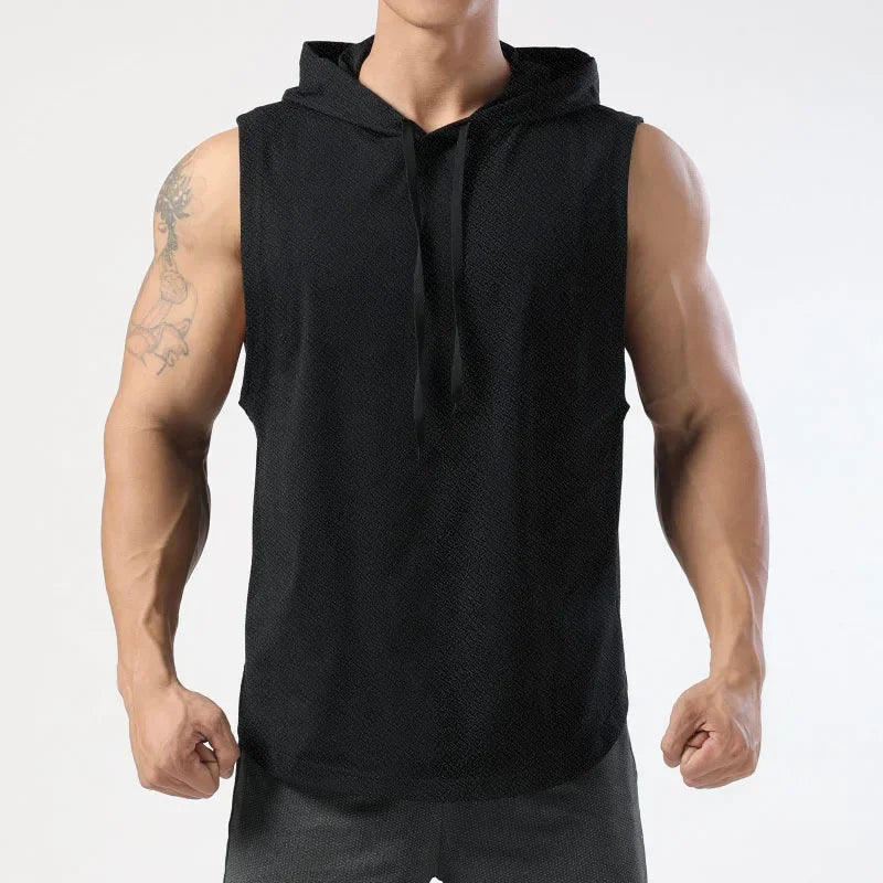 Mens Quick Dry Hooded Sleeveless Shirt