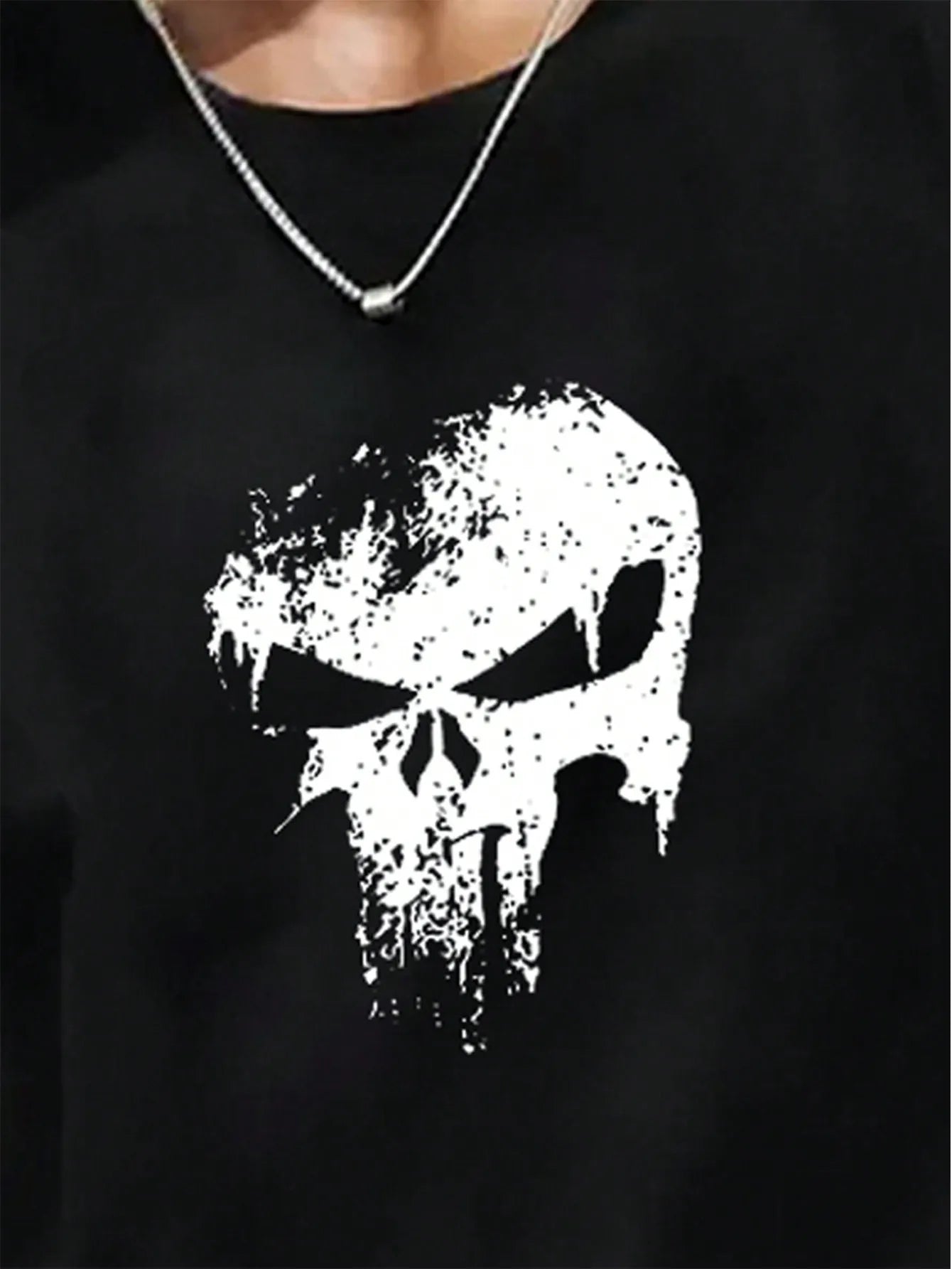 Men's Black Sleeveless Tank Top Distressed Skull