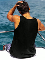 Men's Black Sleeveless Tank Graphic Horn Design