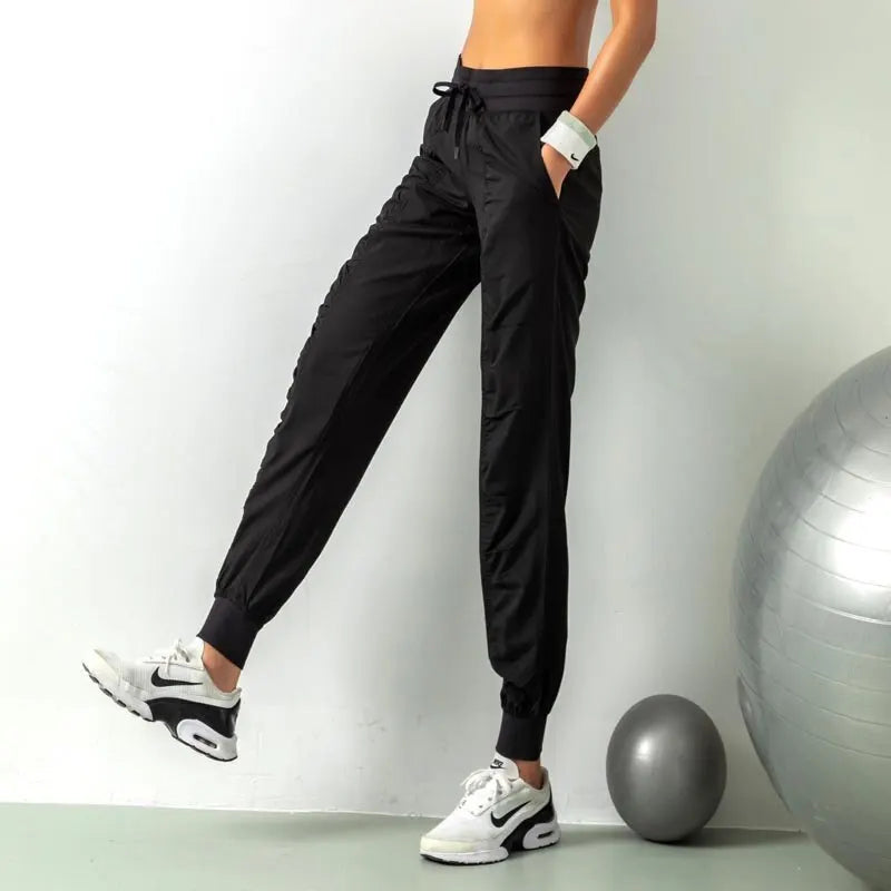 Fabric Drawstring Running Sport Joggers Women