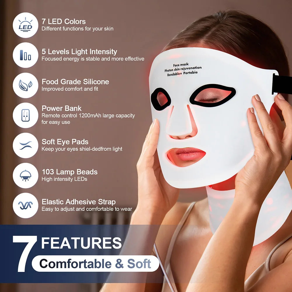 LED Face Mask With Neck 7 Colors