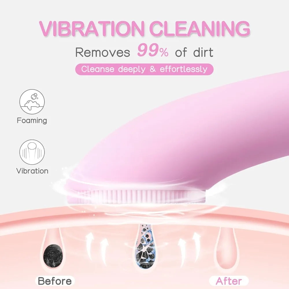 Rechargeable Silicone Face Scrubber With Heat Massage