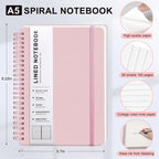 Pink Lined Spiral Notebook, 160 Pages