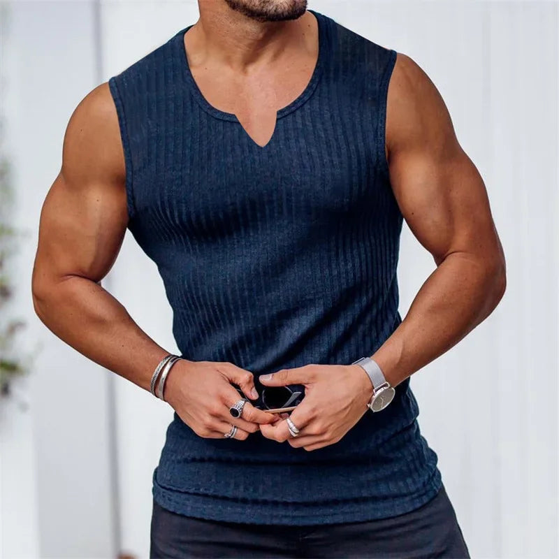 Men V-neck Sleeveless Tank