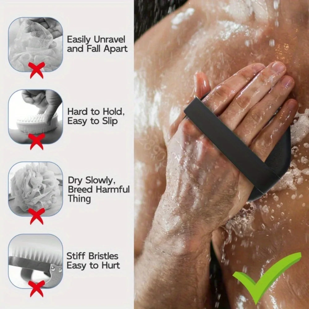 Soft Silicone Shower Bath Sponge With Handle