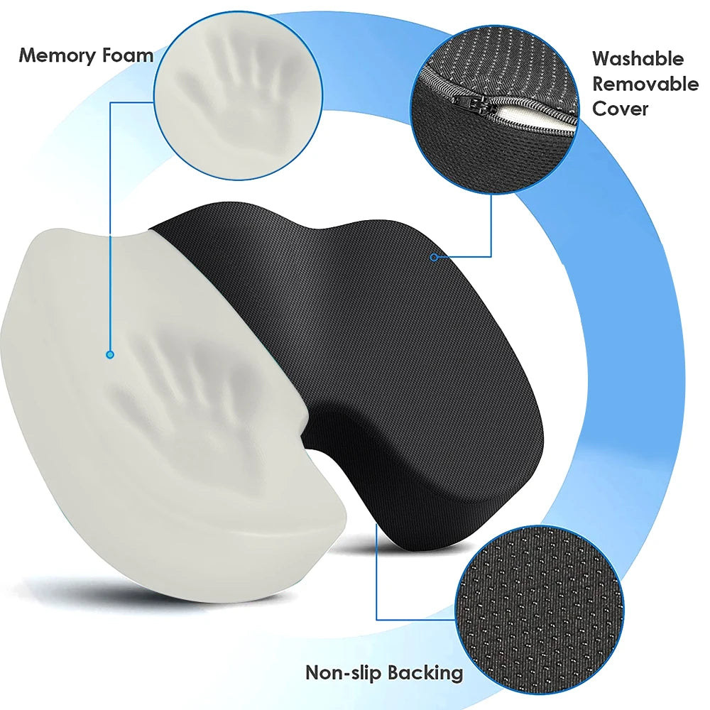 Memory Foam Seat Cushion  Back Pain Relief