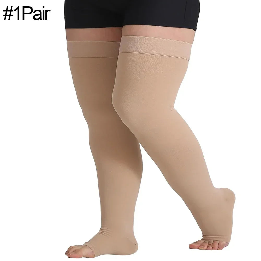 Thigh High 20-32 mmHg Compression Toeless Socks