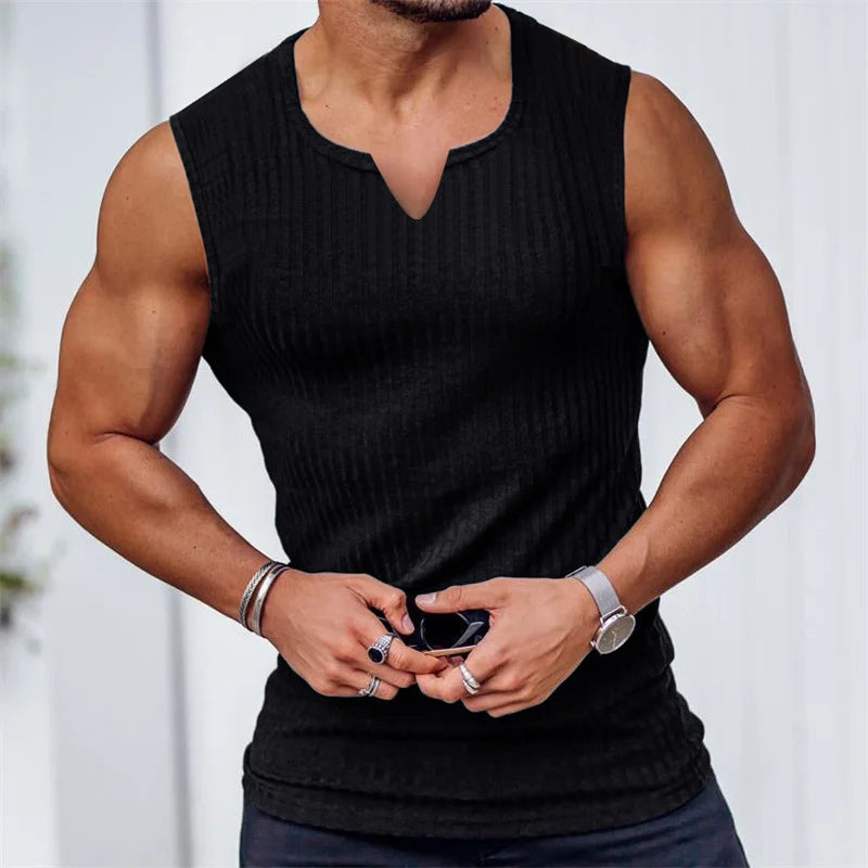 Men V-neck Sleeveless Tank