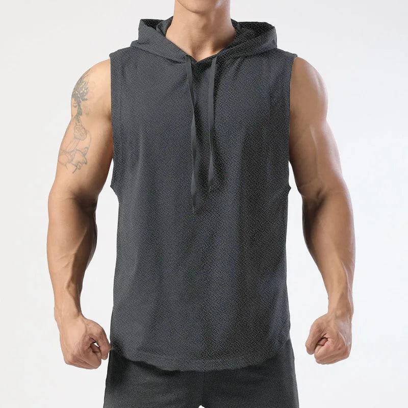 Mens Quick Dry Hooded Sleeveless Shirt