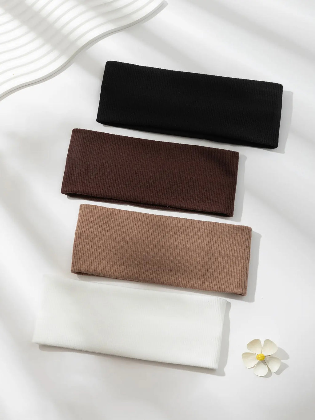4PC Women Solid Color Elastic Headbands