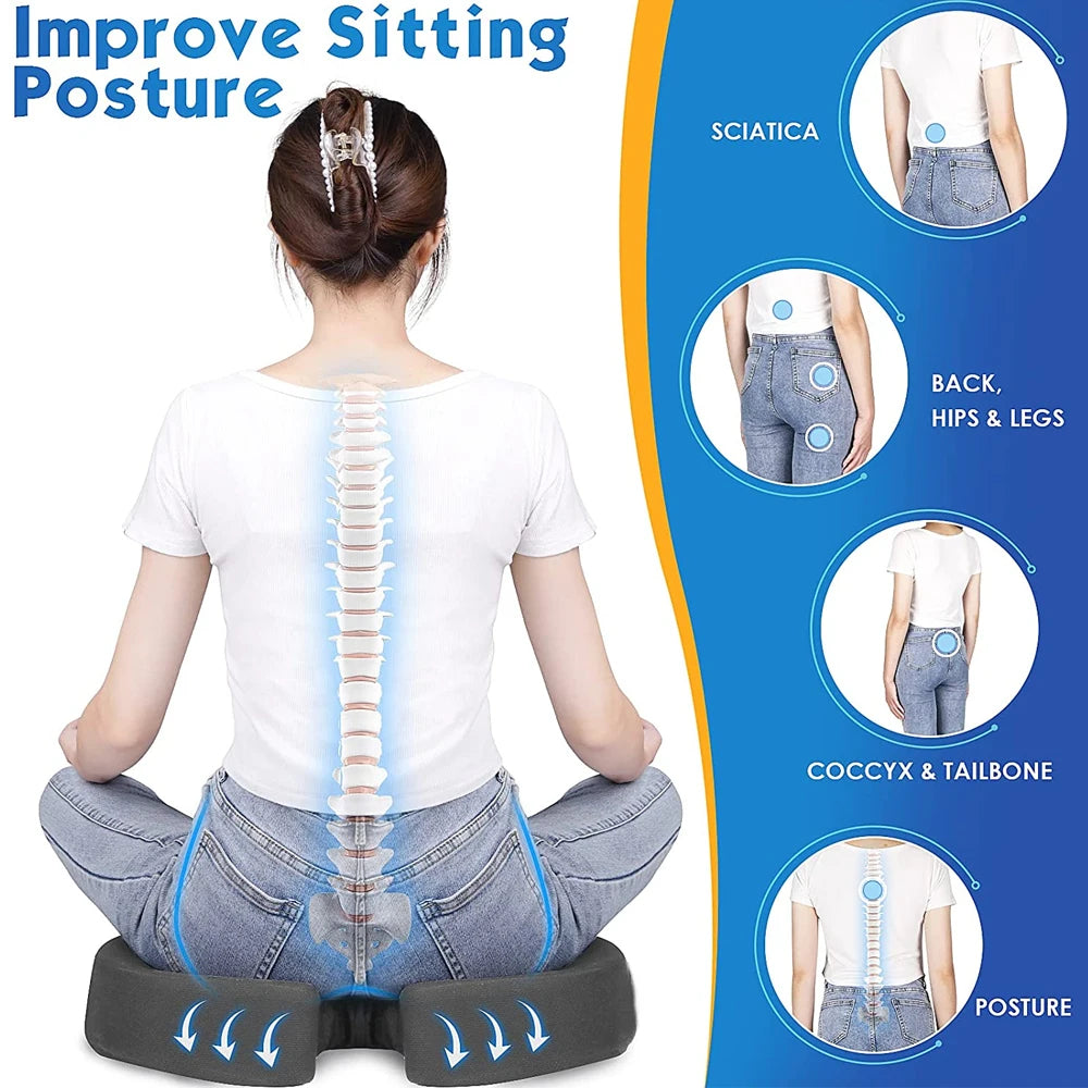 Memory Foam Seat Cushion  Back Pain Relief