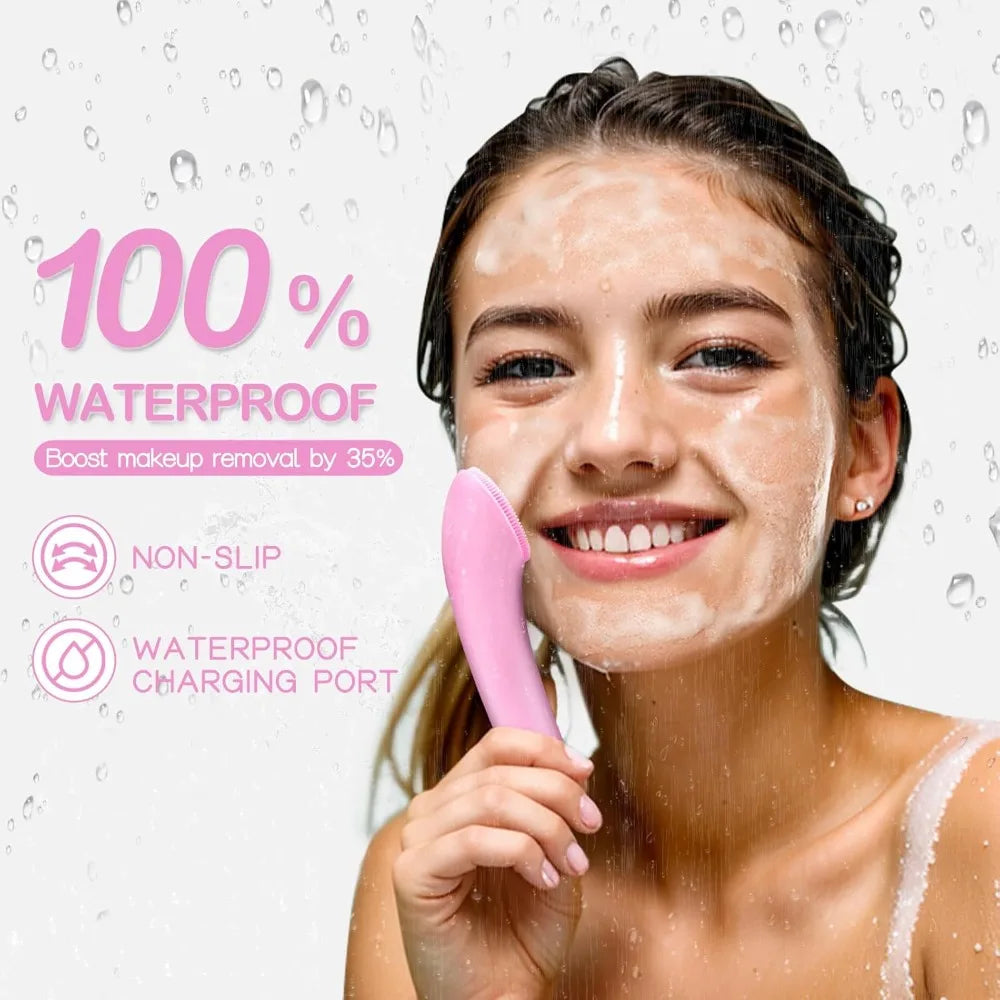 Rechargeable Silicone Face Scrubber With Heat Massage