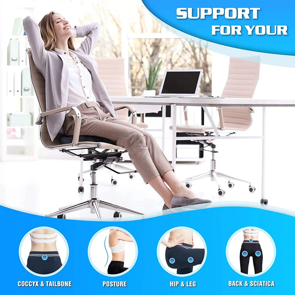 Memory Foam Seat Cushion  Back Pain Relief