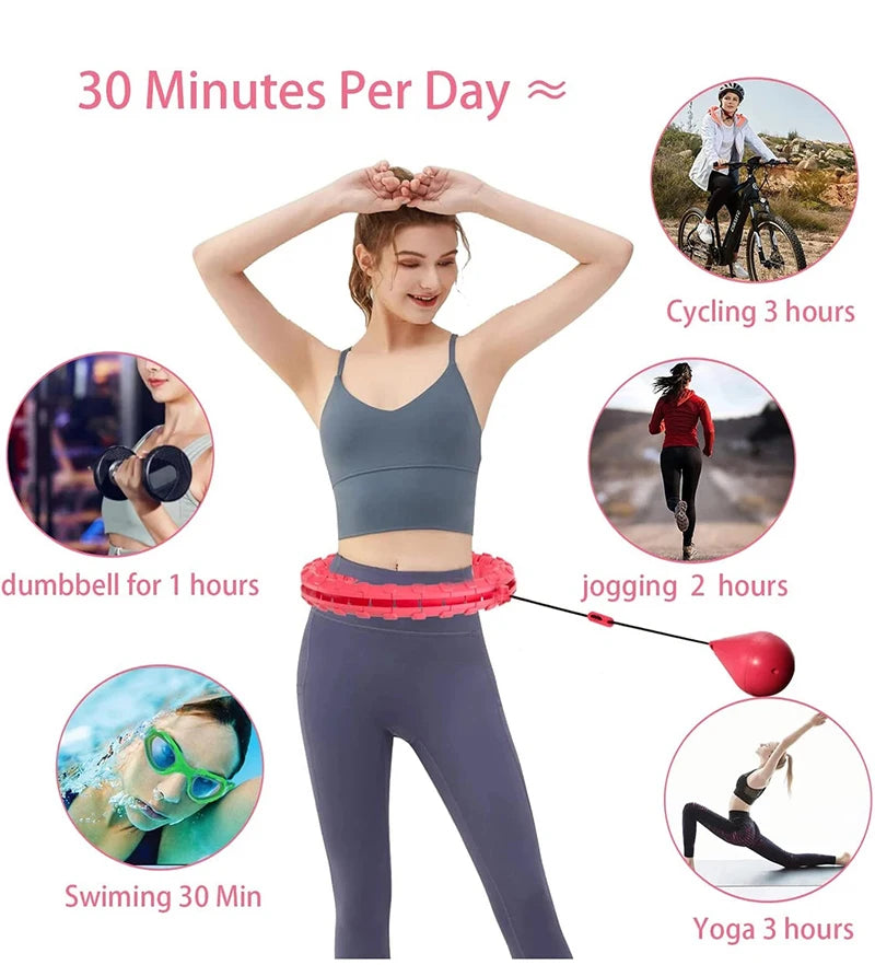 Weighted Fitness Hoop Adjustable With Detachable Knots