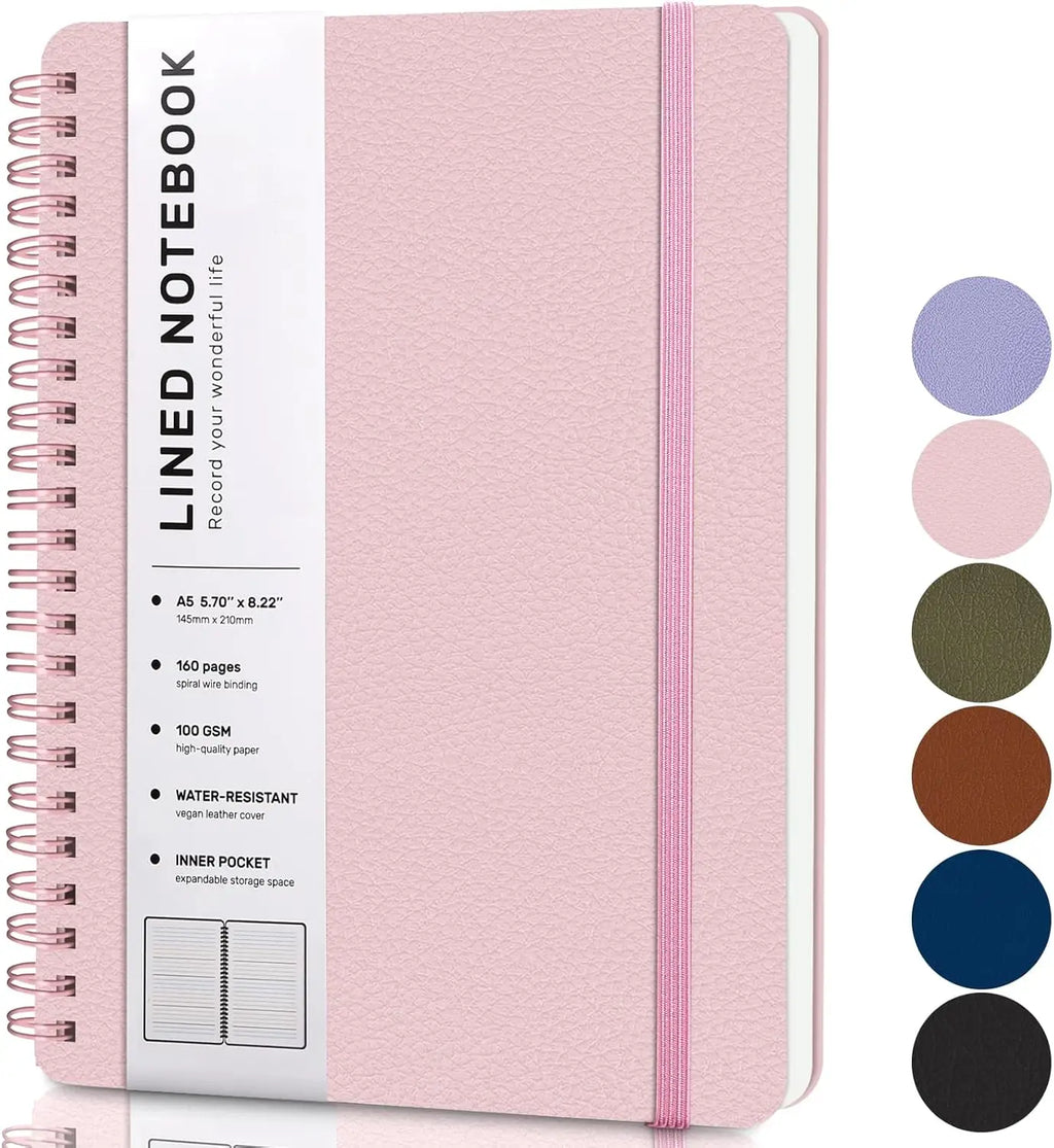 Pink Lined Spiral Notebook, 160 Pages
