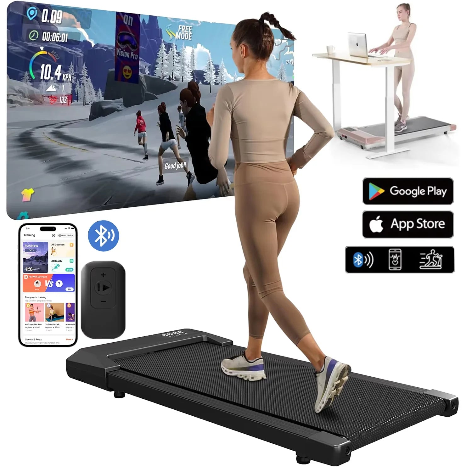 300lbs Treadmill  Walking Pad Digital Data Display
