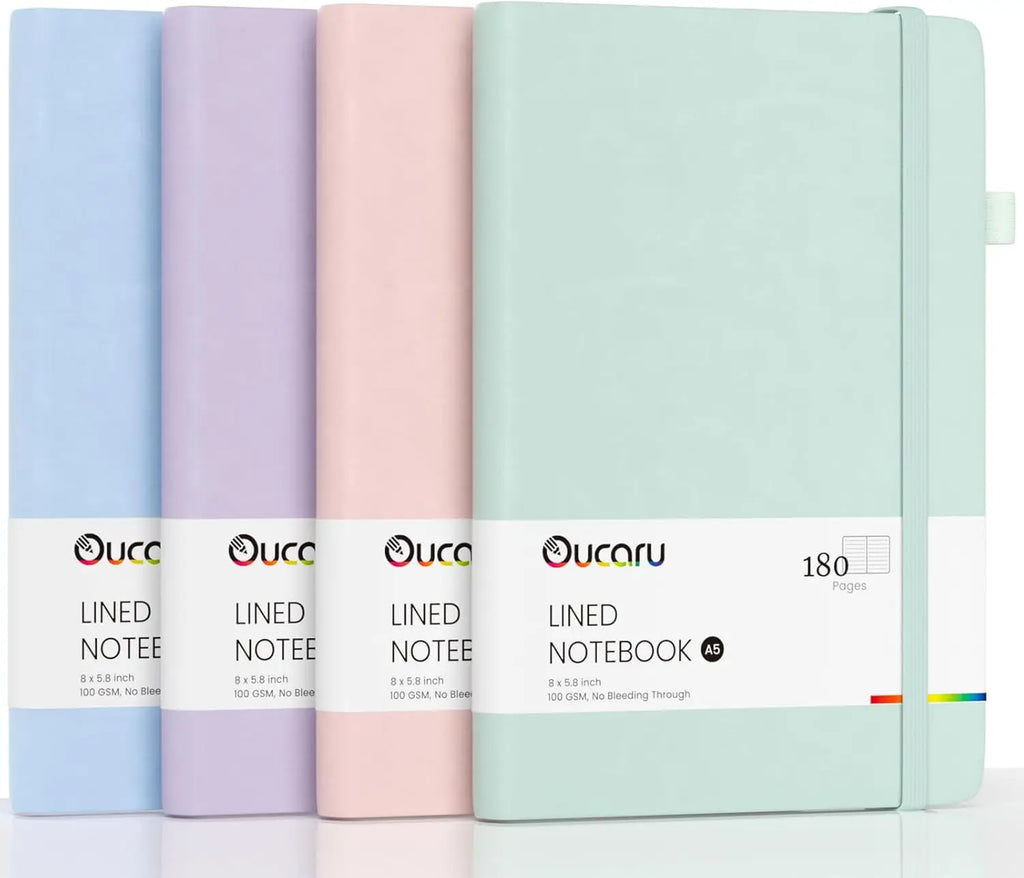 4-Pack A5 Lined Journal Notebook, 180 Pages