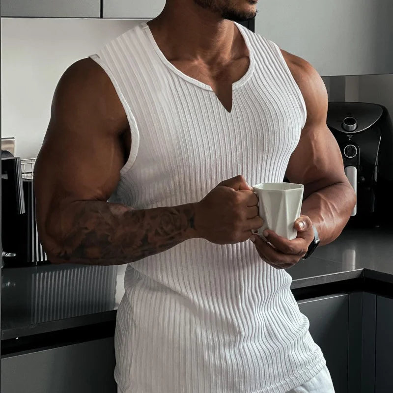 Men V-neck Sleeveless Tank