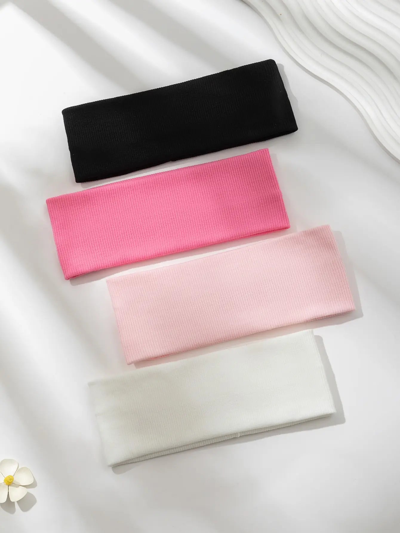 4PC Women Solid Color Elastic Headbands