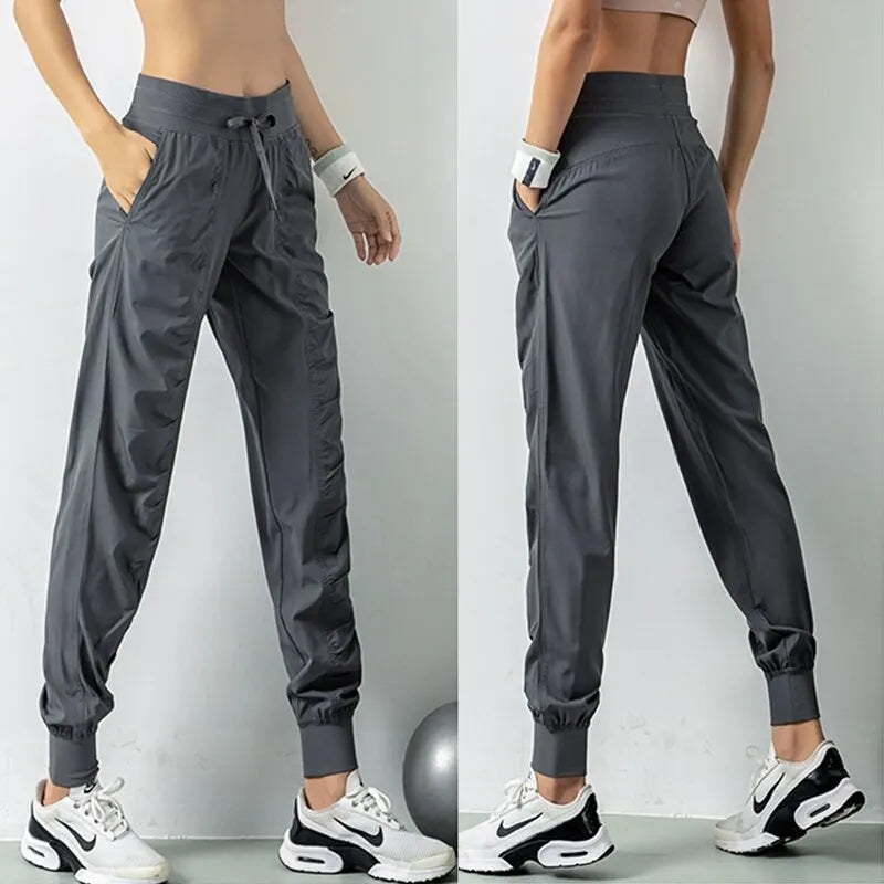 Fabric Drawstring Running Sport Joggers Women